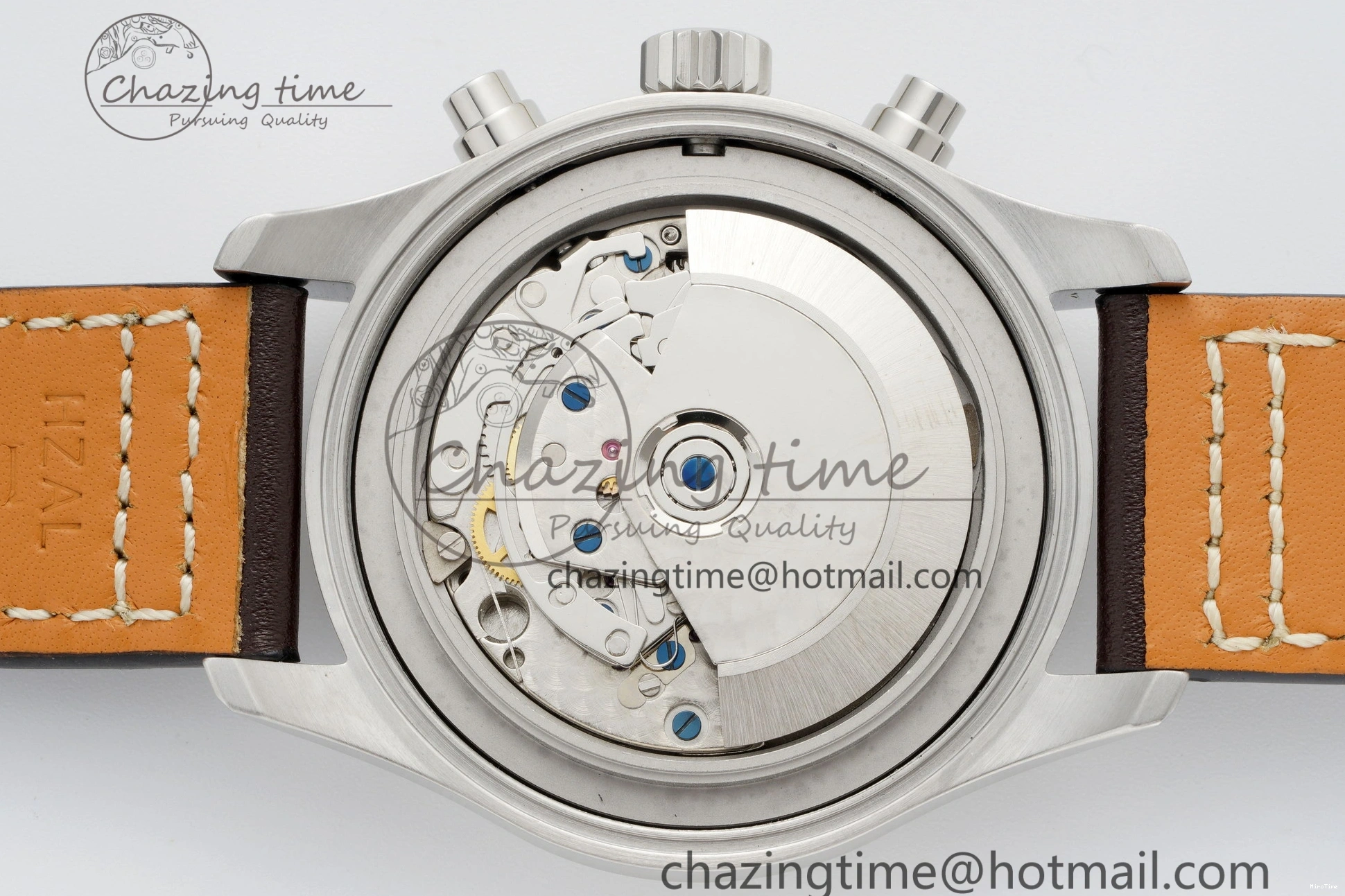 MIROTIME 0312 Bright Pilot Chrono SS AZF 1:1 Best Edition Green Dial on Brown Leather Strap A 7059